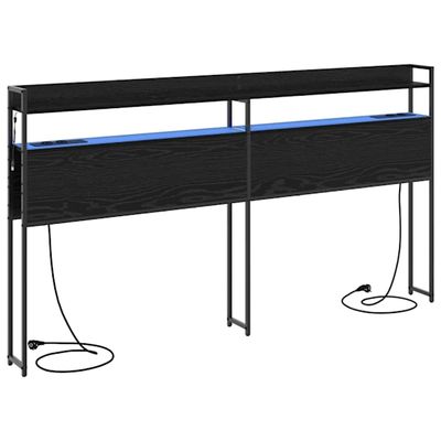 vidaXL Lagringshodegavl med hylle Svart eik 180 cm Konstruert tre