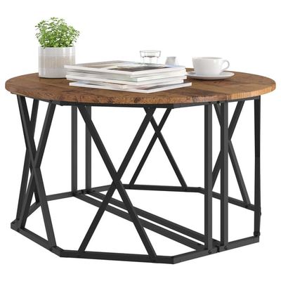 vidaXL Kaffebord Gamle tre 80 x 80 x 42 cm Konstruksjonsvirke og stål