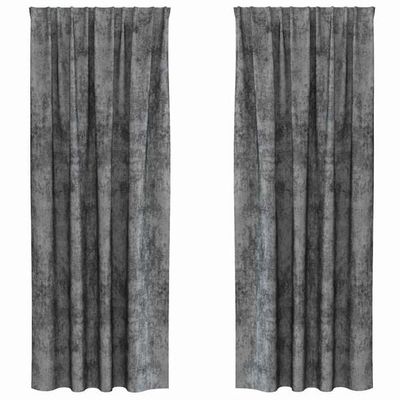 vidaXL Fløyel Gardiner med gardiner 2 pcs Grå 225 x 140 cm Fløyel