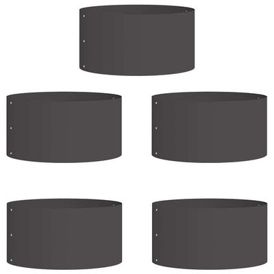 vidaXL Plante ring 5 pcs Svart 40 x 40 x 20 cm Kaldvalsestål