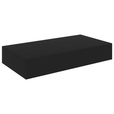 vidaXL Svävande vägghylla med låda svart 48x25x8 cm