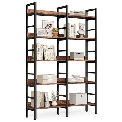 Tribesigns Bokhylla, 120 x 30 x 180 cm, 5 Hyllor, Industriell Stil, Rustik Brun