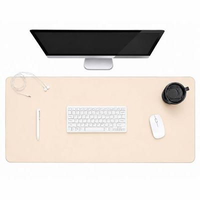 Beige skrivebordsunderlag deskmat 120x60 cm PU-lær