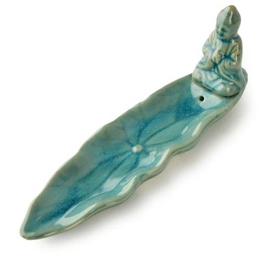 Keramik Røgelsesholder Mondex Budda 21x6x8 cm Grøn 1pc