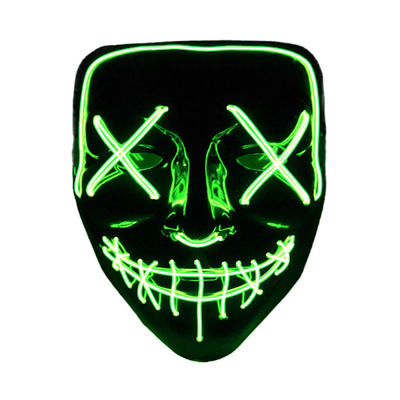 The Purge El Wire Halloween LED Mask Sort (Grøn)