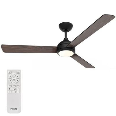 Philips Kattotuuletinvalaisin 1.32m Velyx - Musta/Tumma puu