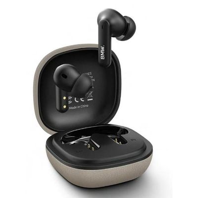 BMW TWS In-Ear øretelefon Bluetooth ENC Læder Metal Logo - Grå Brun