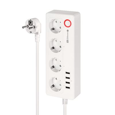 Strømskinne 4 stik 4xUSB 2100 mA kabel 1.5 m Tuya
