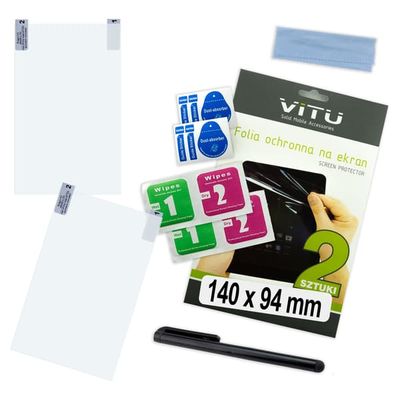 2 stk. VITU beskyttelsesfilm til telefon smartphone GPS 140x94mm 14x9,4cm 3:2