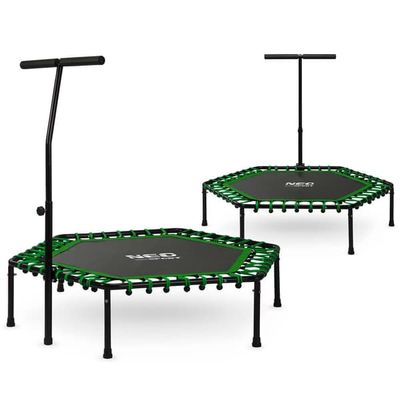 Fitnesstrampolin med håndtag 127 cm Neo-Sport - sekskantet grøn