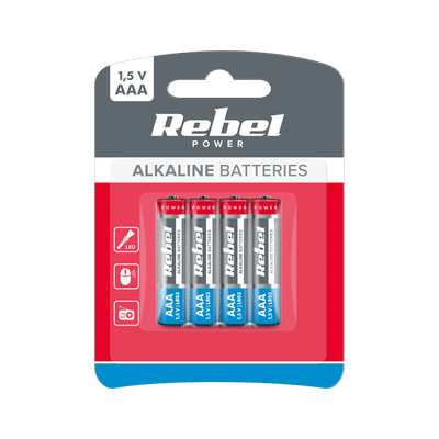 Alkaliska batterier AAA LR03 R3 LR3 4 st 1,5V Rebel-pinnar