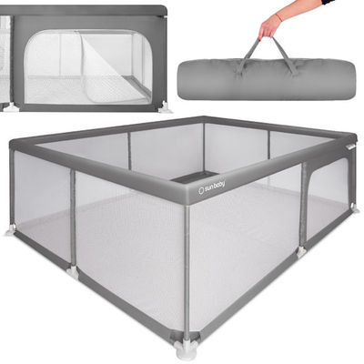 Stor kravlegård, tremmeseng, legeplads med gulv, tørbassin 150x200 grå Sun Baby