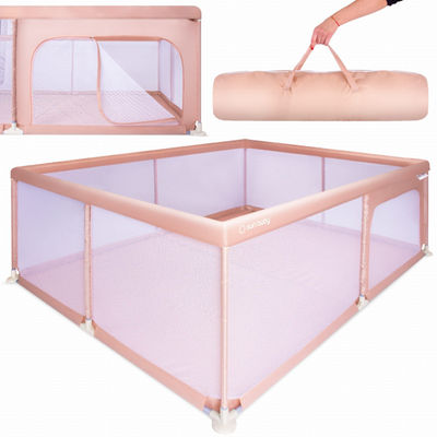 Stor kravlegård, tremmeseng, legeplads med gulv, tørbassin 150x200 pink Sun Baby