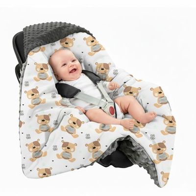 Minky sovepose 80x80 cm til autostol, babysvøb, bamse