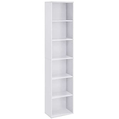 Vasagle Skandinavisk stil 6-lags bogreol opbevaringshylde til stue kontor soveværelse arbejdsværelse 40 x 24 x 178,5 cm hvid LBC167T14
