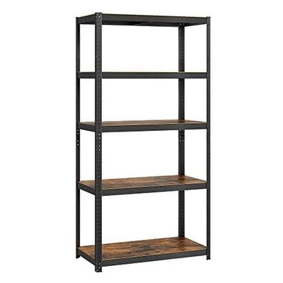 Songmics -hylderenhed, 50 x 100 x 200 cm, 875 kg belastningskapacitet (175 kg pr. Hylde), industrielle, justerbare opbevaringshylder, til stue, køkken, garage, rustik brun og sort GLR050B11