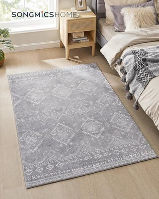 Matta, 120 x 170 cm Sovrumsmatta, Vardagsrumsmatta, Halkfri Matta, Ljusgrå