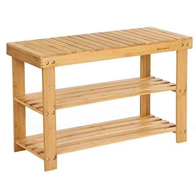 3-tier Bamboo Shoe Bench, Shoe Rack Storage Organizer, 70 X 28 X 45 Cm, Perfekt För Hall, Badrum, Vardagsrum Och Korridor
