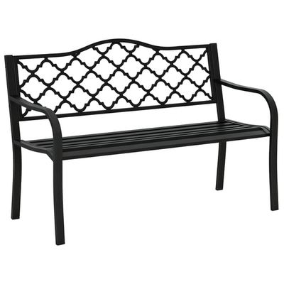 Outsunny Trädgårdsbänk 2-sits Parkbänk i metall Sittbänk upp till 280 kg Bänk Svart
