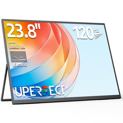UPERFECT 23,8" FHD 1080P QLED-skærm, 120Hz, 1ms, 1000:1 Kontrast, VESA-kompatibel til bærbar/pc/spilkonsol