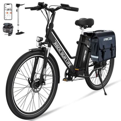 RCB RK8S Elektrisk Stadscykel 26" med APP, 7 Växlar, Räckvidd 30-50 km, Dubbel Skivbroms, Vattentät Väska Ingår