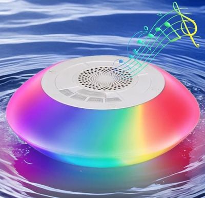 Bluetooth-høyttalere med fargerik belysning - Bærbar - flytende bassenghøyttaler med 8 lysmoduser - Innebygd mikrofon - HD-stereolyd - håndfri