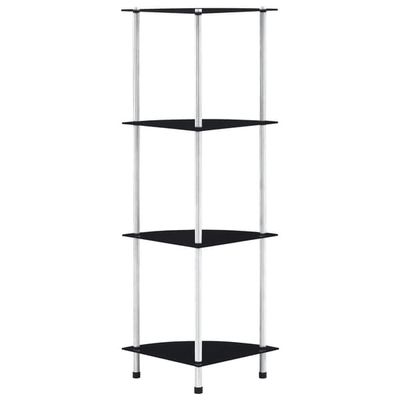 Hylla 4 hyllplan svart 30x30x100 cm härdat glas