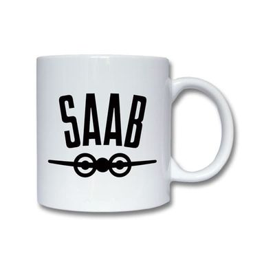 Muki: SAAB Logo Before 1969, posliinimuki eloisalla ja uniikilla kuviolla, täydellinen sekä kahvin että teen ystäville