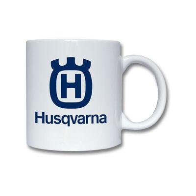 Muki: Husqvarna, posliinimuki eloisalla ja uniikilla kuviolla, täydellinen sekä kahvin että teen ystäville