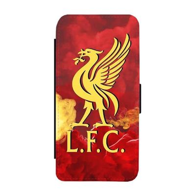Til iPhone 16e: Liverpool Liverbird, flipdeksel med unikt motiv, mobiletui med stativfunksjon