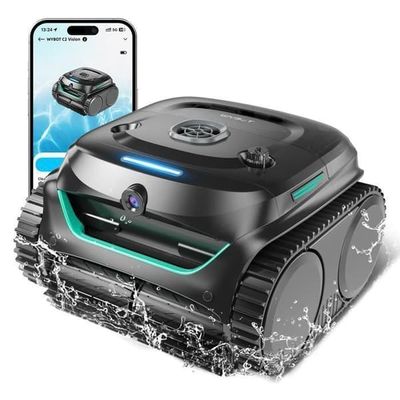 WYBOT C2 Vision - Trådløs Poolrobot med Smart Vision, Intelligent Navigation, 8 Rengøringsmetoder, lang batterilevetid...