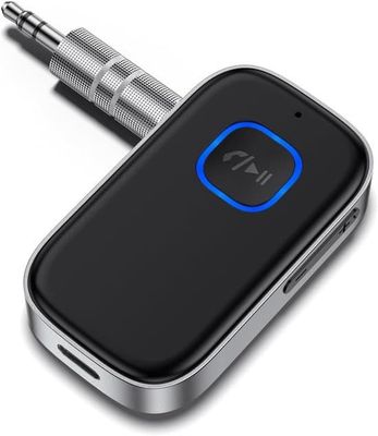 Bluetooth 5.0-mottagare, 3,5 mm Aux-uttagsadapter för bil, trådlös Bluetooth-sändare med brusreducering för hörlurar och högtalare