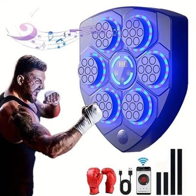 Boxningsmaskin - Musikboxningsmaskin - Utrustad med boxningshandskar, smarta LED-lampor, 9 hastigheter och räknelägen.