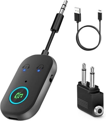 Bluetooth 5.3-modtager - 2-i-1 Bluetooth-sender - 3,5 mm Bluetooth-adapter - Bluetooth-modtager - Understøtter 2 til AirPods/hovedtelefoner - AUX