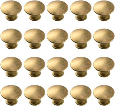 20 stk., Håndtag, Møbelknop, Skabsknopper, til skab, Håndtag, Skuffeknop, metal, 30*30*21 mm, Gul bronze, Håndtag til Skuffe & Skab