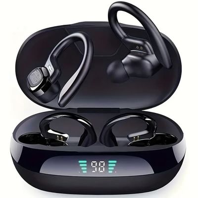 Trådlösa Bluetooth-hörlurar, svarta, laddningsfodral med LED-display, TWS in-ear-hörlurar