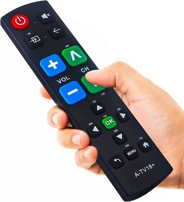 Universal fjärrkontroll med stora knappar för alla TV-apparater, kompatibel med alla Samsung/LG/VIZIO/Sony/Hisense/Philips/Panasonic TV-apparater.
