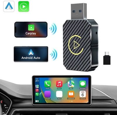 Trådlös CarPlay-adapter för iPhone, plug and play, med förlängningskablar