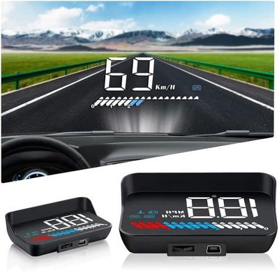 Universell bil Head-Up Display med GPS och OBD2: Hastighet, varvtal och temperaturmätare
