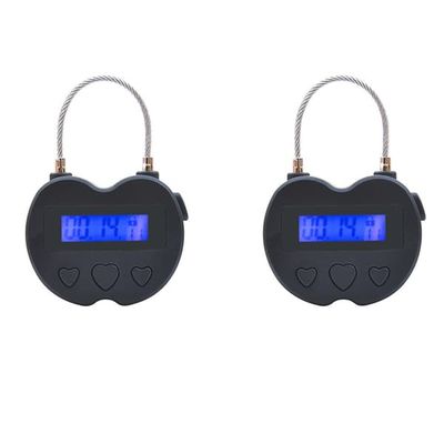 To smarte timerlåse med LCD-display, USB-opladning, midlertidig timer, hængelås, rejseelektronisk timer, sort.