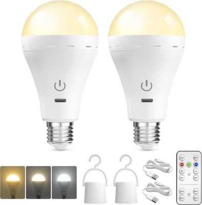 Uppladdningsbar E27 LED-lampa - LED-lampa - LED-ljus - 3 färgtemperaturer - Med fjärrkontroll/uppladdningsbar/timerfunktion/dimbar -...