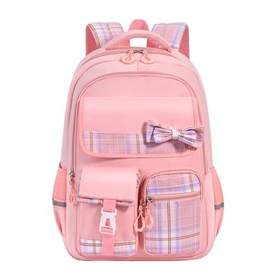 Vattentät barnryggsäck, stor kapacitet, med handtag och laptopfack, rosa