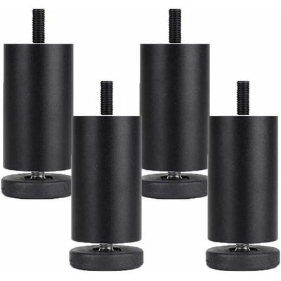 Et sæt med 4 justerbare møbelben i aluminiumslegering – 10 cm højde – rustfri anodiseret finish – velegnet til sofaer, senge og borde.