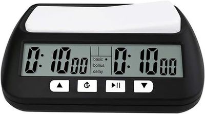 3-i-1 professionell digital schacktimer med alarm, för brädspel, svart