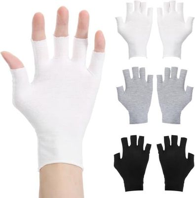 3 par fingerlösa handskar, mjuka bomullshandskar, vita, UV-handskar, naglar, tyghandskar för eksem, sömn, på natten, lotion och spabehandling