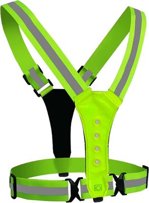 LED refleksvest, løbelys, sikkerhedsudstyr, refleksvest med stropper, høj synlighed, vandtæt, genopladelig - grøn