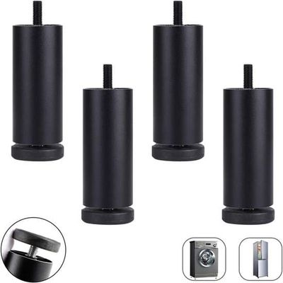 4-pak sorte 12 cm M8 gevind justerbare aluminiumsmøbelben til sofa