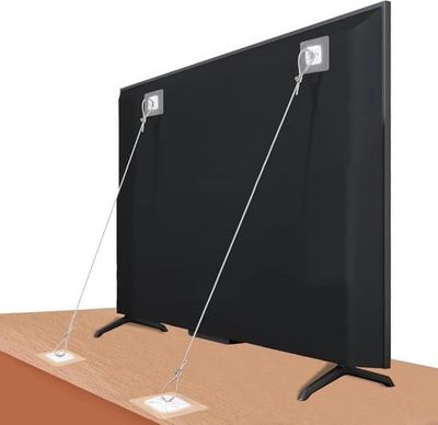 Justerbare TV-sikkerhedsstropper til TV'er op til 42 tommer, sæt med 6 + 12 selvklæbende puder, selvklæbende anti-vælte, ingen boring, til fladskærms-TV'er
