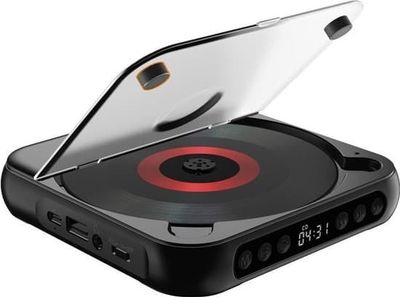 Bærbar Bluetooth CD-afspiller med USB-C hurtigopladning – Ultratynd og kompakt – Understøtter MP3/WMA-formater – Velegnet til rejser og hjemmebrug – Sort