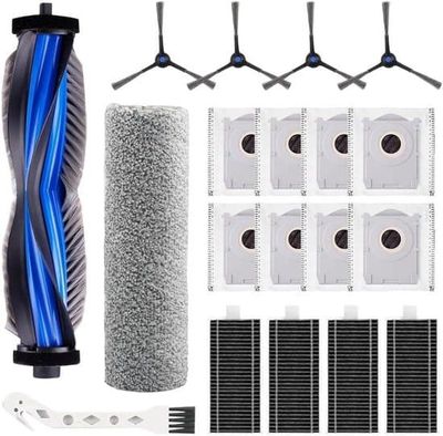 19-delers tilbehørssæt til ECOVACS DEEBOT X8 Omni/X8 Pro Omni inkluderer en børste, filter, støvpose, mopperulle og reservedele.
